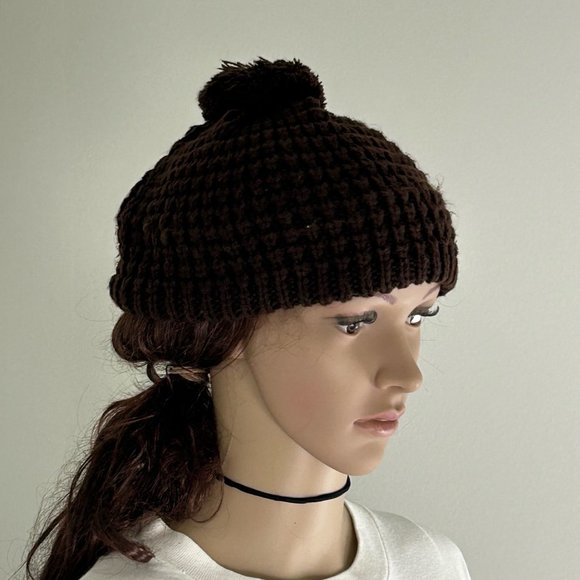 Vintage 70s Waffle Knit Stretch Thick Beret Beanie Hat Cap Unisex Winter… - Picture 5 of 8